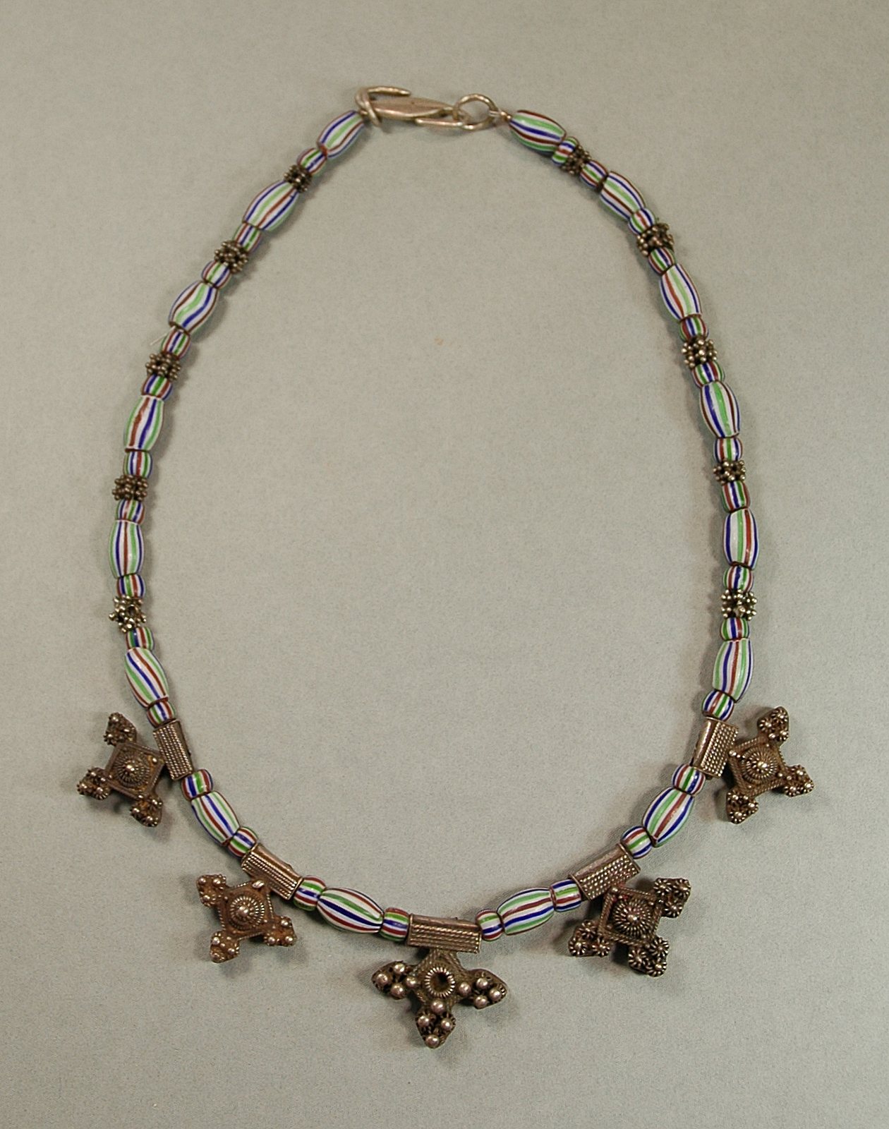 Necklace: Berber silver crosses, Jemen silver, Murano beads 